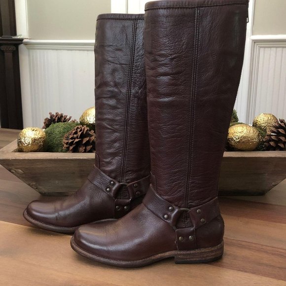Frye Phillip Harness Tall Washed Leather Rare - Picture 5 of 16
